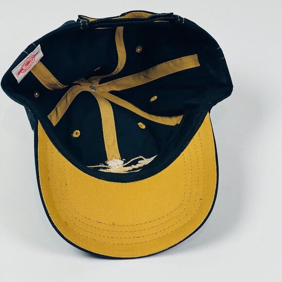 Vintage Budweiser Beer Logo Navy Blue Cap Gold Stitch Adjustable Hat  Barware - Picture 5 of 6